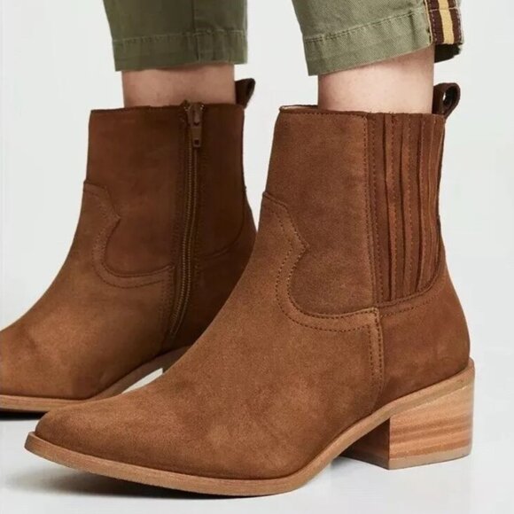 Steven by Steve Madden Brown Wayland Western Suede Boots - Picture 1 of 16
